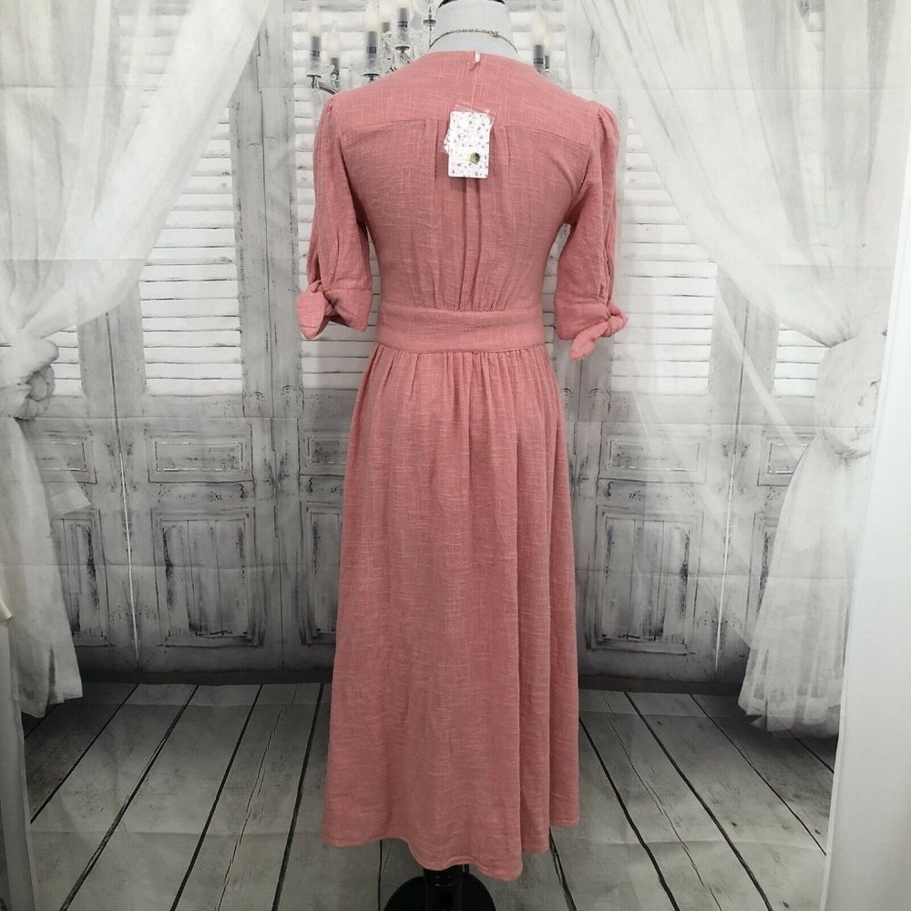 Free People Love Of My Life Pink Button Dress XS - Picture 9 of 9